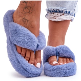Pantuflas de Piel para Mujer Pantuflas Elma Azul