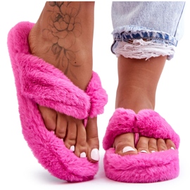 Pantuflas Mujer Piel Pantuflas Elma Fucsia rosa