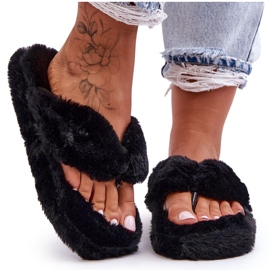 Pantuflas Mujer Piel Pantuflas Elma Negro