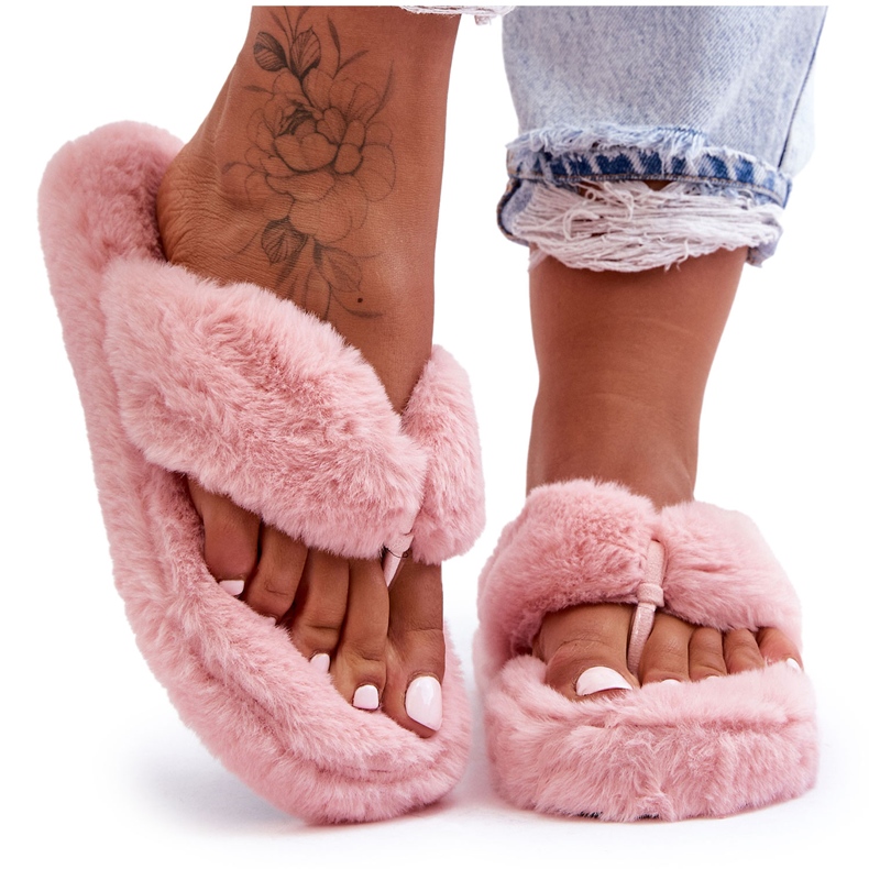 Pantuflas Mujer Piel Pantuflas Elma Rosa rosado