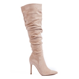 Botas de mujer en ante beige de Shelovet