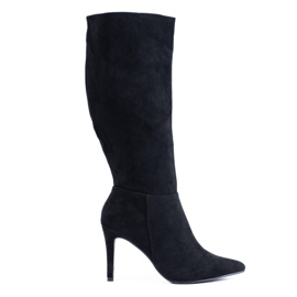 Botas de tacón en ante negras de Shelovet negro