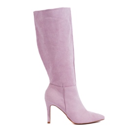 Botas de tacón en ante lila de Shelovet violeta
