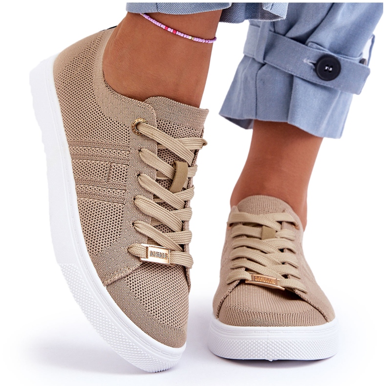 PE1 Zapatillas Mujer Cordones Beige Etna