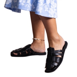 Pantuflas negras con parte superior trenzada de Lelio negro