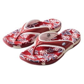 Chanclas Feliksa de tejido rojo con flores