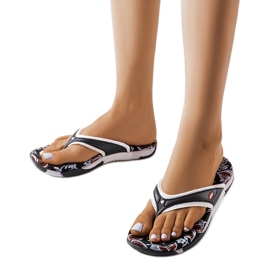 Chanclas Feliksa de tejido negro con flores