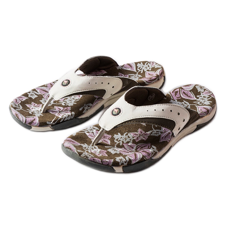 Chanclas Suoma de tejido gris con flores