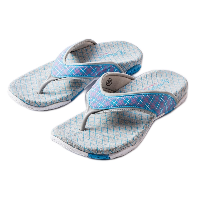 Chanclas de tela gris y azul de Luigia