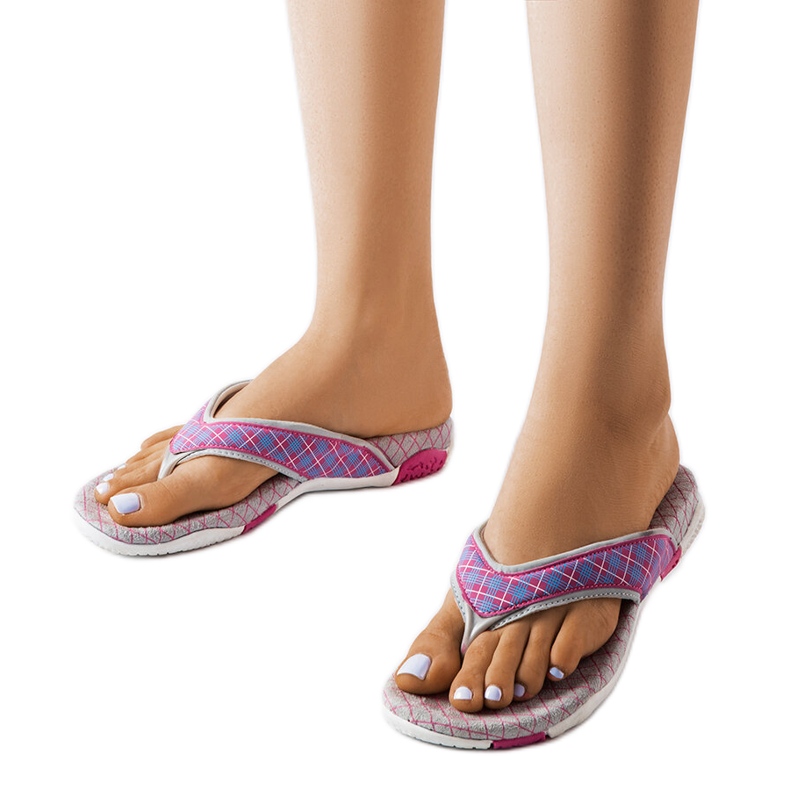 Chanclas de tela gris y rosa de Luigia