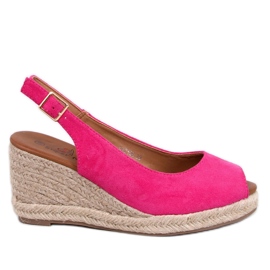 Alpargatas de cuña con puntera abierta Nevil fucsia rosado