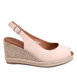 Alpargatas con cuña y puntera abierta Nevil Beige