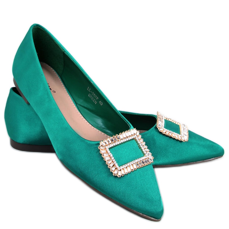 Elegantes bailarinas con piedras Lorella Green verde