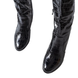 Botas negras de cocodrilo acolchadas con estampado de Medhane negro