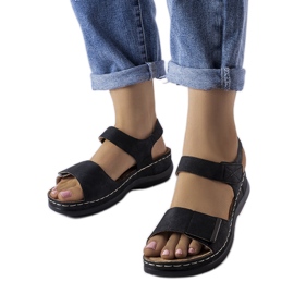 Sandalias de cuña baja negras de Vallis negro Sandalias de cuña baja negras de Vallis negro