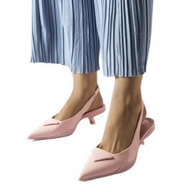 Sandalias rosas de tacón bajo de Labonté blanco