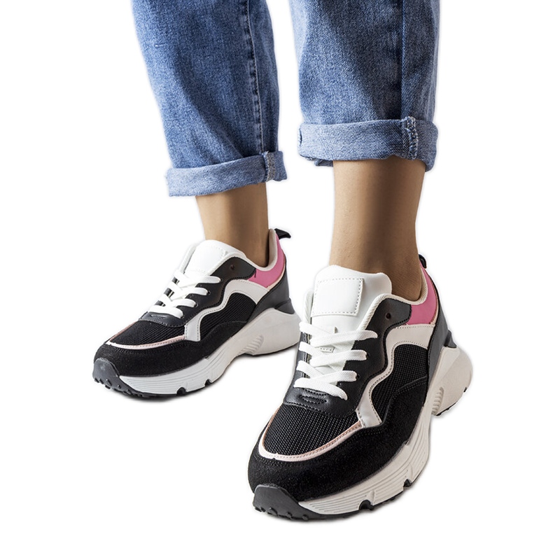 Inna Deportivas negras y rosas de Fauren negro