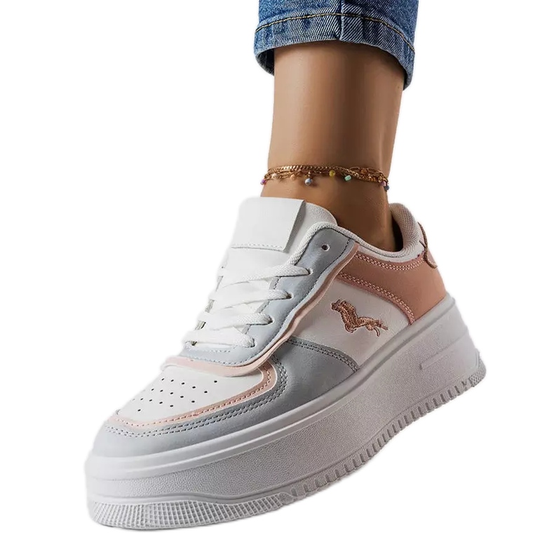 Zapatillas con plataforma rosas y azules de Gidle blanco Zapatillas con plataforma rosas y azules de Gidle blanco