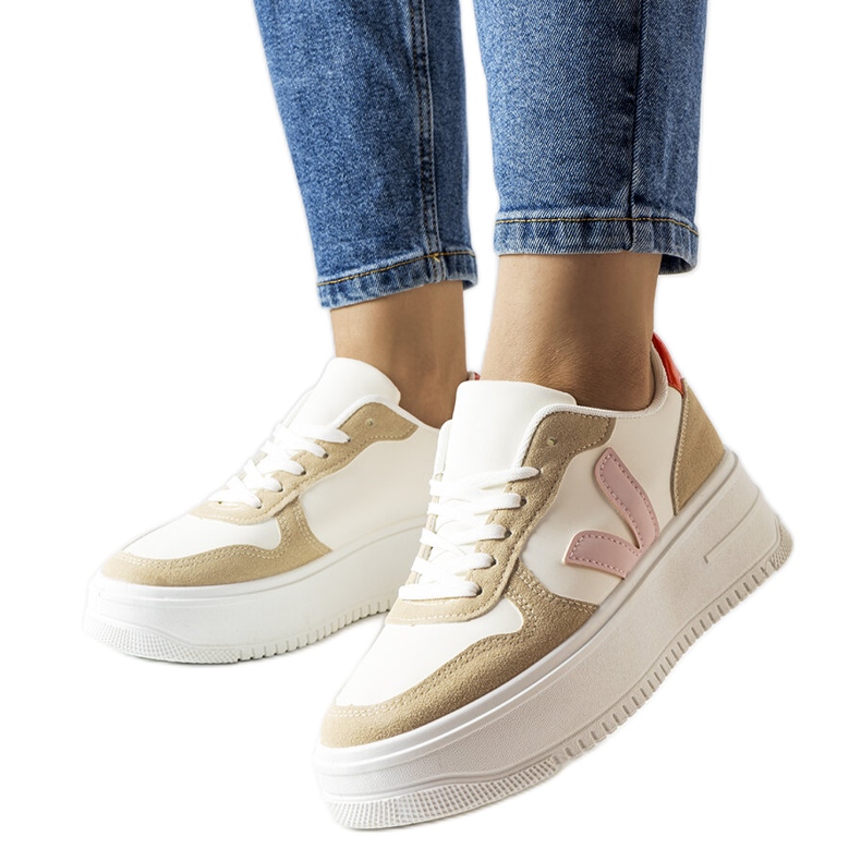 Zapatillas deportivas blancas con aplicación Plouffe rosa blanco Zapatillas deportivas blancas con aplicación Plouffe rosa blanco