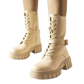 Botas de trabajo con cordones beige de Rive