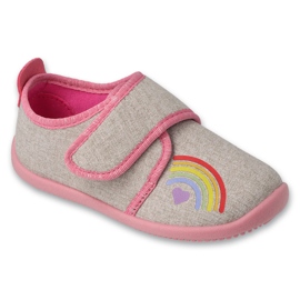 Pantuflas infantiles befado con aplicación de piel 902Y020 beige con aplicación