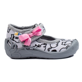 SHELOVET Babuchas grises para niñas con velcro 3F cats