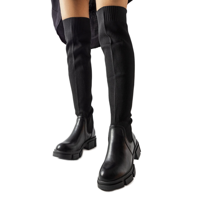 Botas altas hasta el muslo negras de Ates negro