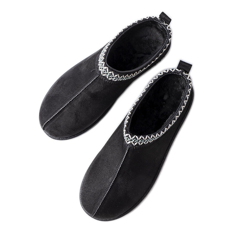 Pantuflas aislantes negras decoradas con bordado Dudi negro