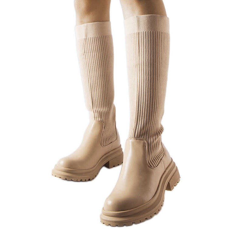 Botas beige con parte superior elástica de Montere