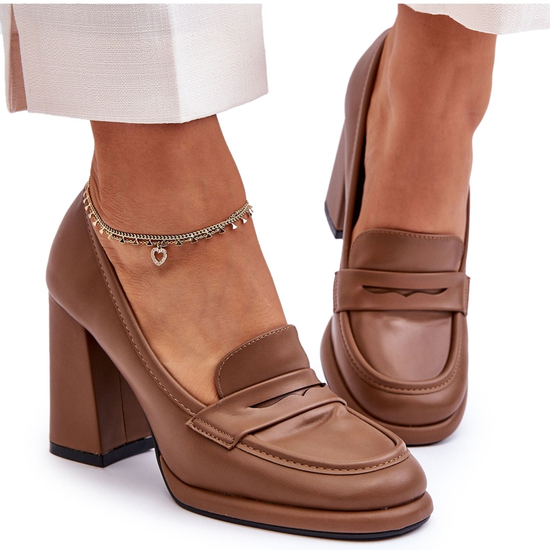 PS1 Bombas De Moda En Un Tacón Marrón Florencia PS1 Bombas De Moda En Un Tacón Marrón Florencia