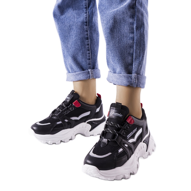 Deportivas negras con inserciones de ópalo neón negro Deportivas negras con inserciones de ópalo neón negro