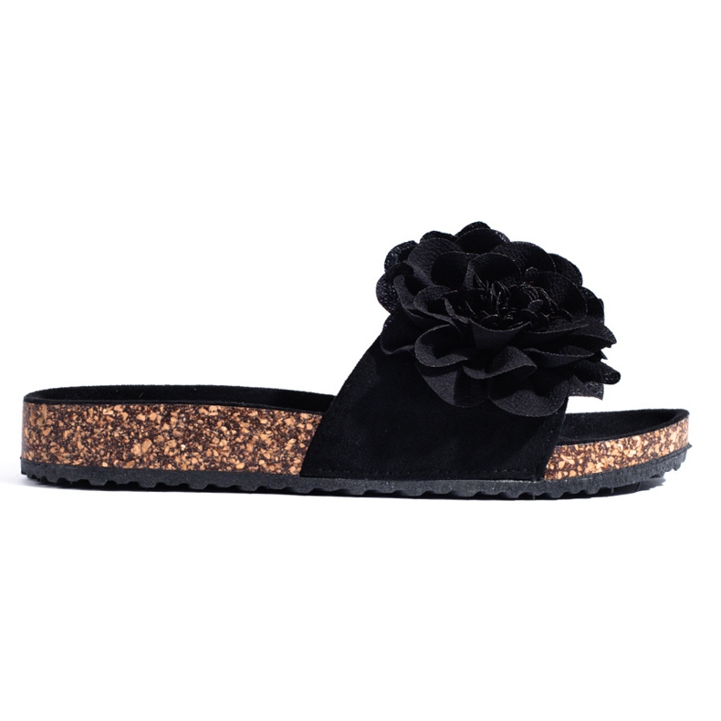 Sandalias Shelovet de corcho negro con flores