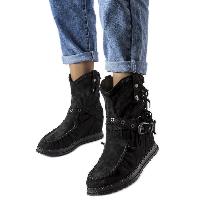 Inna Botas negras con cuña de Teodata negro