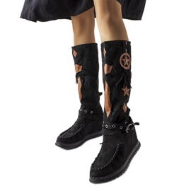 Inna Botas estilo boho negras de Putignano negro