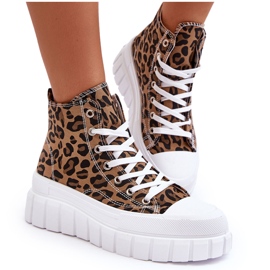 PS1 Zapatillas Altas Mujer Estampado Leopardo Marrón Florensi