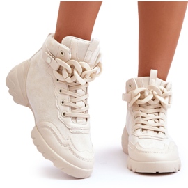 PS1 Deportivas Mujer Ante Con Cadena Beige Tymagio