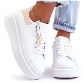 PS1 Zapatos Deportivos De Mujer En Una Plataforma Masiva Blanco Y Beige Mariell