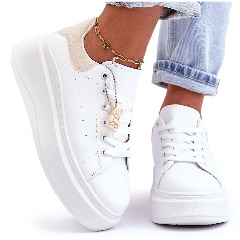 PS1 Zapatos Deportivos De Mujer En Una Plataforma Masiva Blanco Y Beige Mariell PS1 Zapatos Deportivos De Mujer En Una Plataforma Masiva Blanco Y Beige Mariell