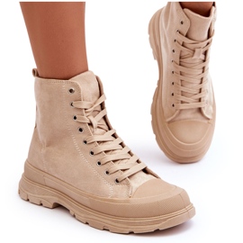 PS1 Zapatillas Altas Mujer Ante Beige Eleamia