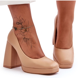 Zapatos De Tacón Grueso Nude Rosalia beige