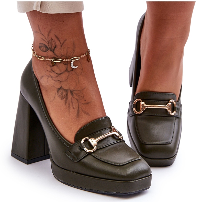 Zapatos de tacón de cuero Rouse verde de moda