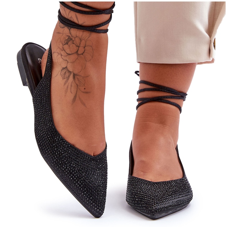 Bailarinas de mujer con cordones adornadas con tachuelas Black Jange negro
