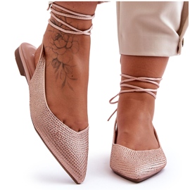 PG1 Bailarinas De Mujer Con Cordones Beige Tachonado Jange