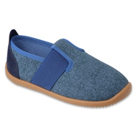 Pantuflas infantiles befado con aplicación de piel 901X015 azul marino