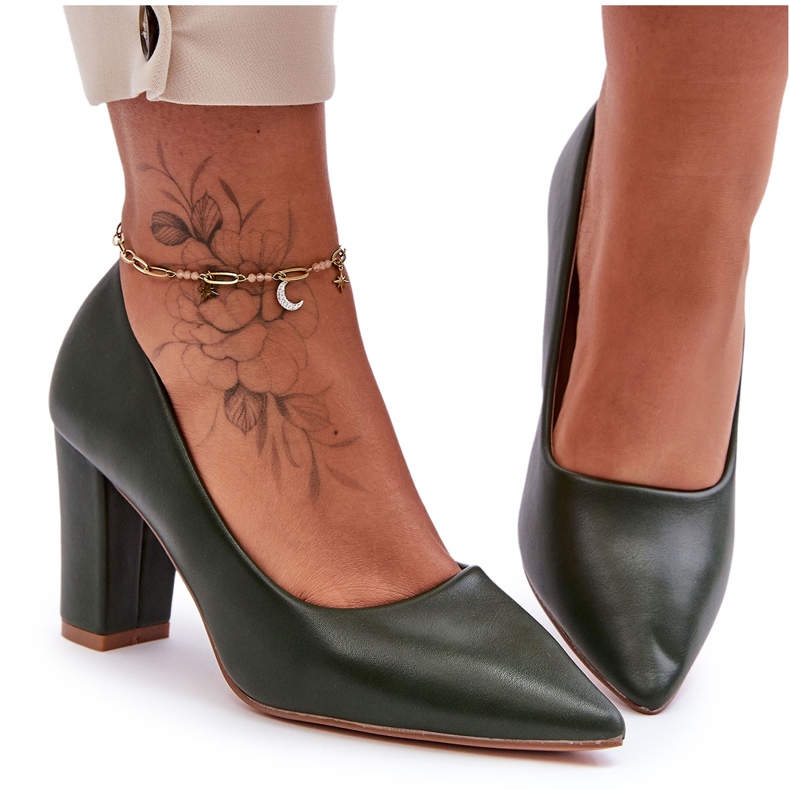 Salón Clásico Tacón Alto Verde Oscuro Odessa