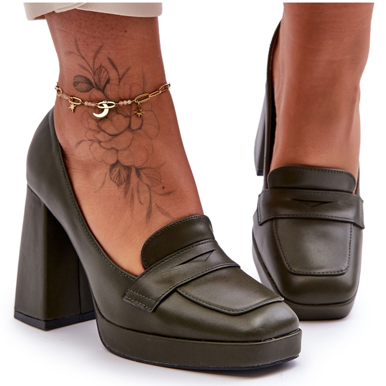 Zapatos de Salón Alisa Verde Tacón Alto