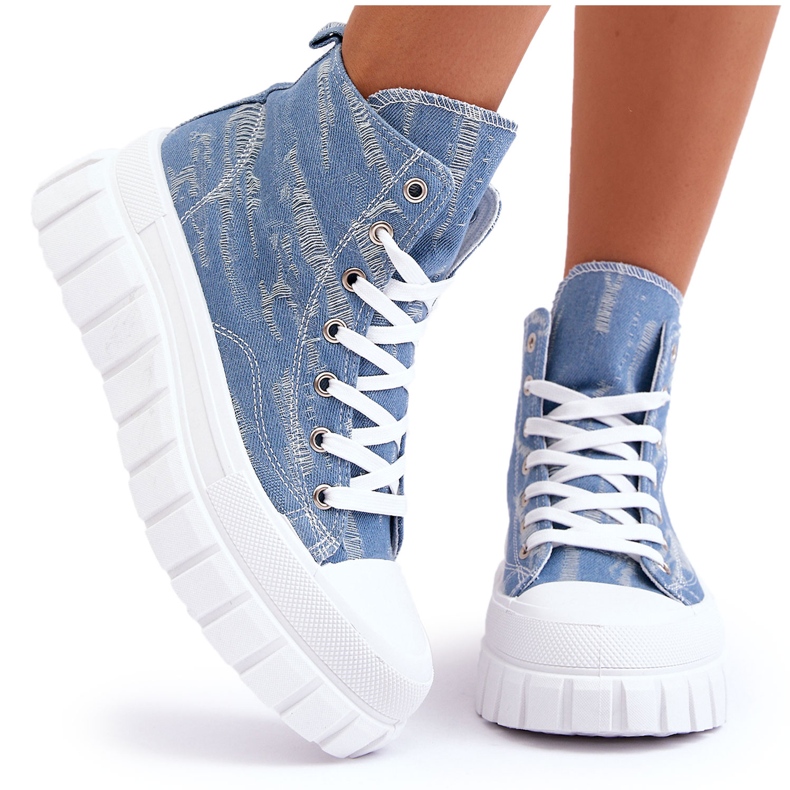 PS1 Sneakers Mujer Tejido Alto Azul Degas PS1 Sneakers Mujer Tejido Alto Azul Degas
