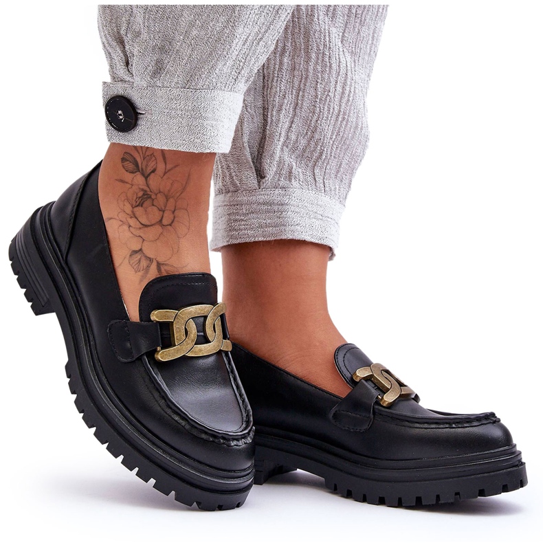 PG1 Mocasines Mujer Plataforma Con Adorno Negro Ameg