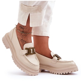 PG1 Mocasines De Mujer En La Plataforma Con Decoración Beige Ameg PG1 Mocasines De Mujer En La Plataforma Con Decoración Beige Ameg