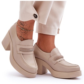 Lemar Zapatos De Tacón De Piel Con Adorno Gelanor Beige